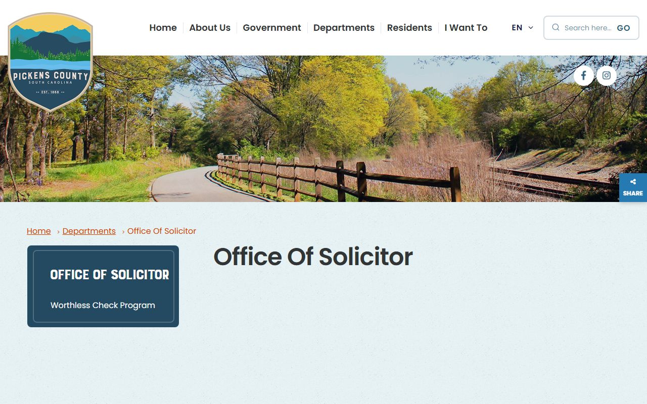 Pickens County Solicitor court records after arrest contact page